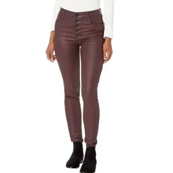 KUT from the Kloth Pants - Kut from the Kloth Mia High Rise Skinny Wet Look Bordeaux Jeans Size 0